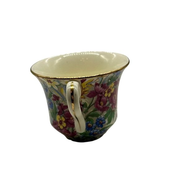 Vintage Flat Demitasse Cup & Saucer Sussex Cherry Chintz by Erphila Germany #3 - Picture 10 of 15